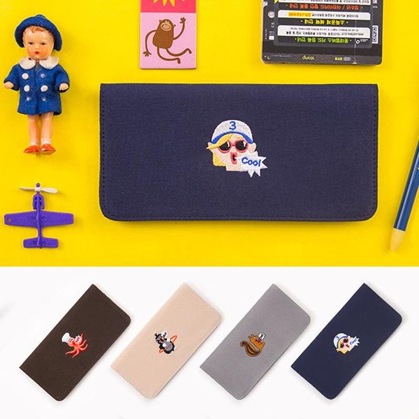 

wallets convenience store embroidered canvas wallet fresh literature and art long funny animal, Red;black