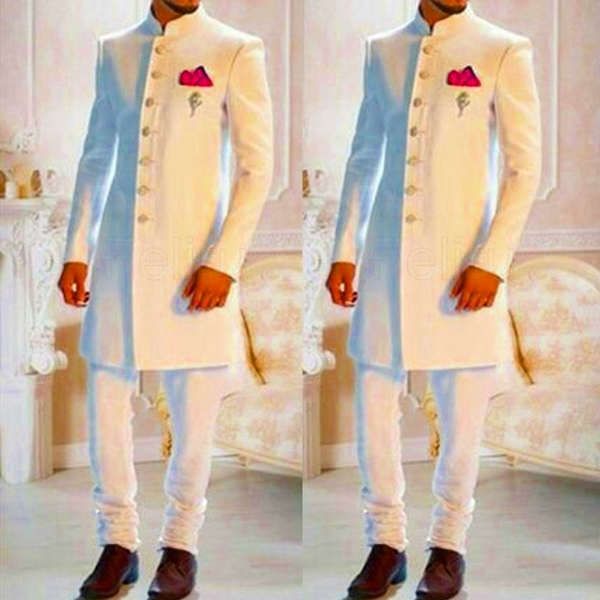 

igh quality white long men's indian design groomsman tuxedo groom suits for men, Black