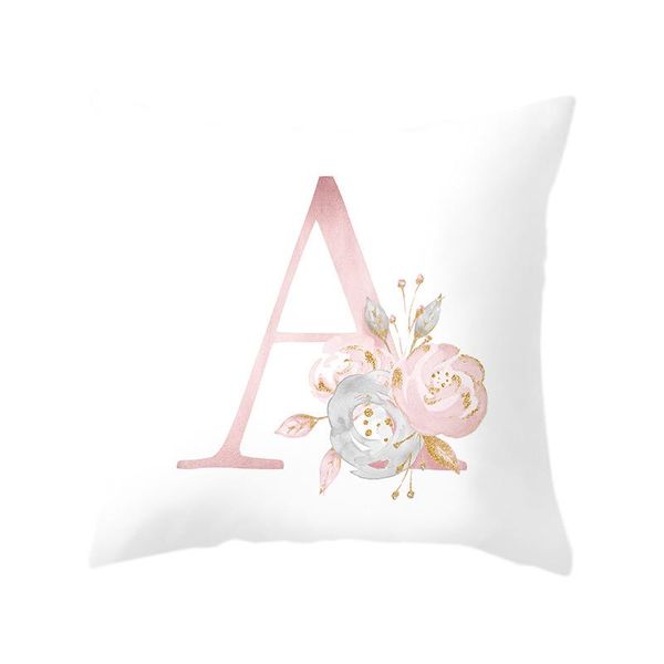 

pillow case 18 inch letter pink floral printing throw cushion cover sofa home decor