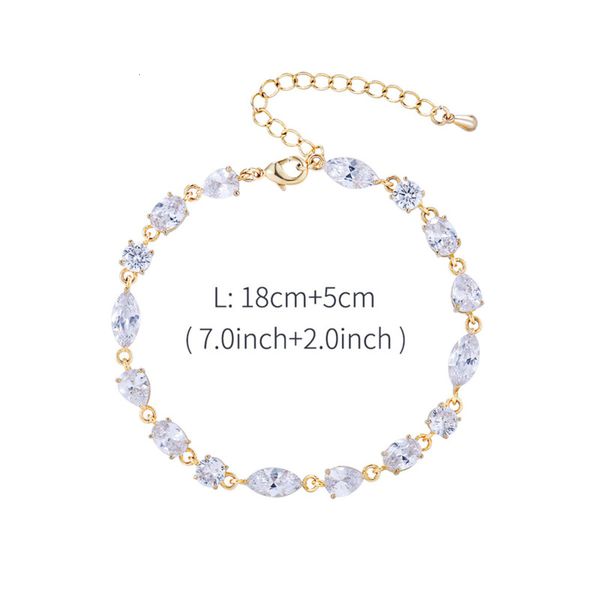 

new micro inlaid zircon fashion simple water drop women's adjustable bracelet, Black