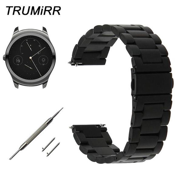

watch bands 20mm 22mm quick release watchband for ticwatch 1 46mm / 2 42mm e band stainless steel strap wrist belt bracelet, Black;brown
