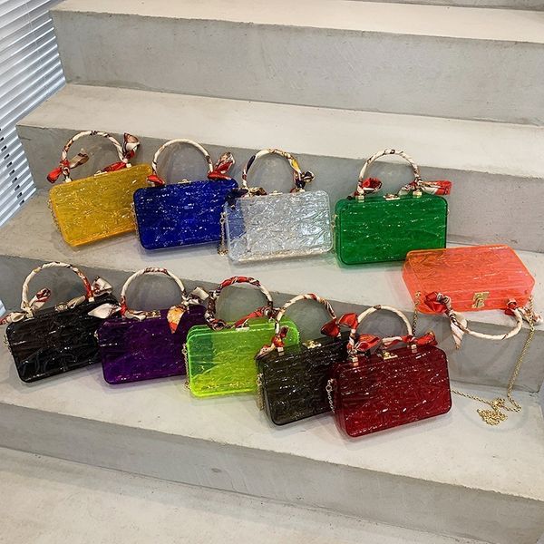 

evening bags women's acrylic transparent hand ice box dinner chain one shoulder messenger
