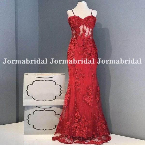 

party dresses spaghetti strap red evening with fish bones 3d lace applique women sweetheart mermaid prom gowns formal dress 2022, White;black
