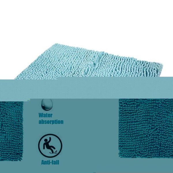 

carpets 40x60cm large size solid blue color microfiber chenille bathroom floor mat anti-slip kitchen doormat