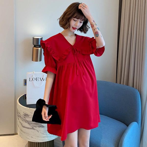 

maternity dresses pregnant women dress gown wedding summer covered han edition belly thin section of sleeve chiffon, White