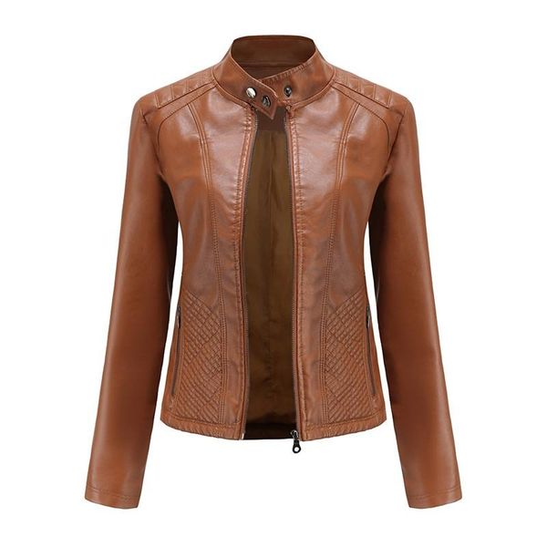 

women's leather & faux womens jackets and coats spring autumn long sleeve fashion basic motorcycle female streetwear casual outwear, Black