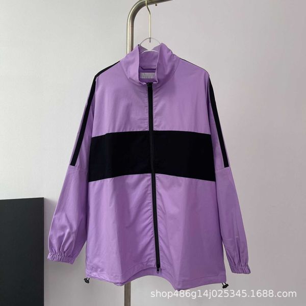 

new b paris purple stitched letter stormsuit loose versatile jacket men's and women's casual sports coat, Black;brown