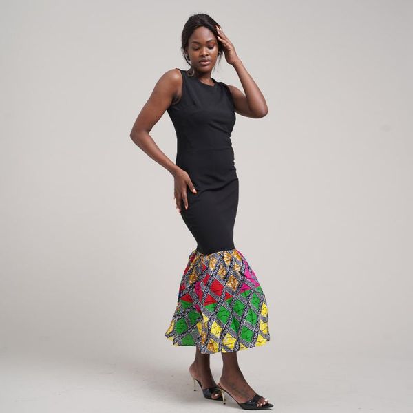 

ethnic clothing fashion sleeveless dress african cotton tight stitching long dashiki women's traditional party, Red