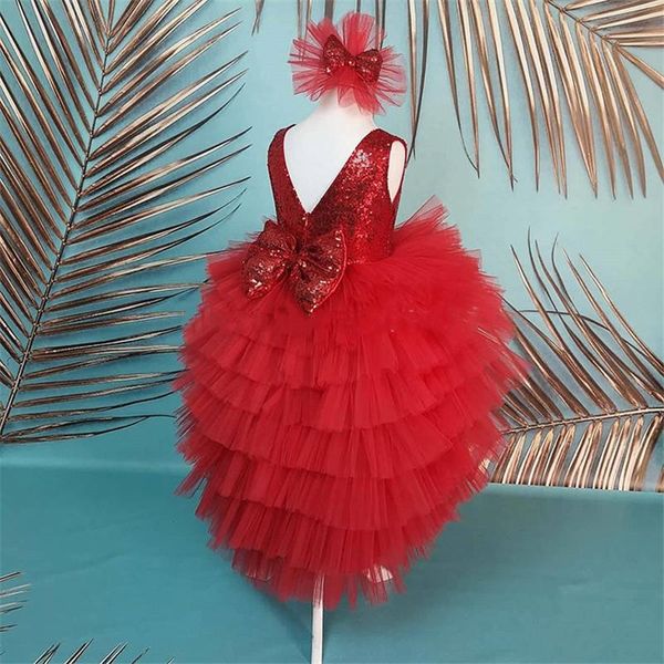 

girl's dresses baby girls for party first birthday prom princess gown pageant with bow, Red;yellow