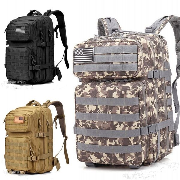 

military tactical waterproof army backpack men male 3p assault attack bag 45l large outdoor travel back pack mountaineering bags 577 x2