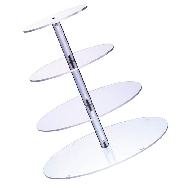 

dishes & plates 1pc transparent cake stand party display 4-layer rack
