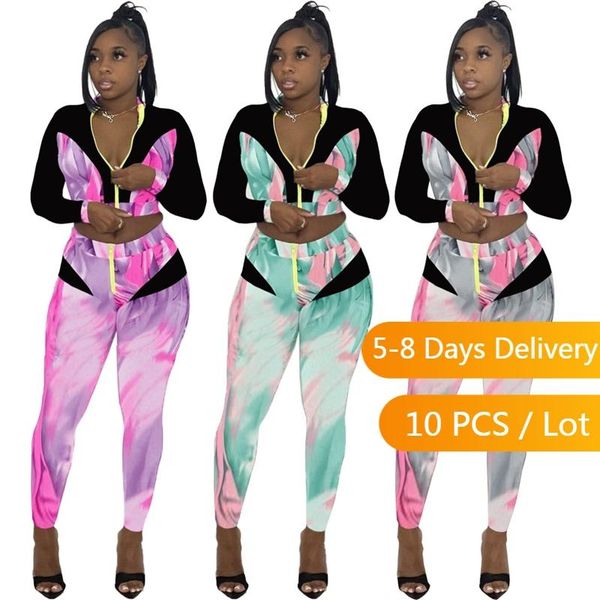 

women's two piece pants wholesale items printed tracksuit women clothing autumn long sleeve jacket and set sportswear bodycon by dhl, White