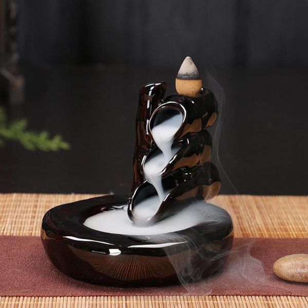 

fragrance lamps mini portable incense burners holder censer ceramic waterfall backflow design diffuser exquisite classic home decoration