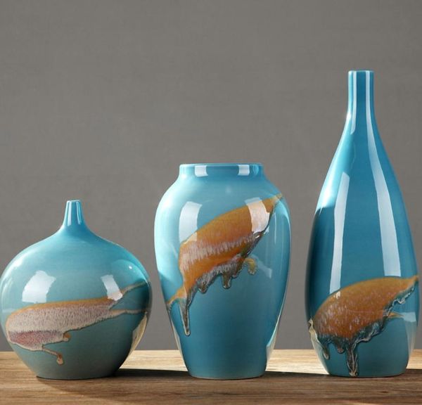 

decorative objects & figurines home decor ceramics vases marine life abstract painting crafts desk decoration blue flower pot dried adornmen