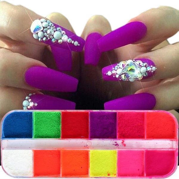 

case gradient nail powder neon pigment fluorescence glitters dust uv gel polish iridescent ombre art decoration tool beye1, Silver;gold