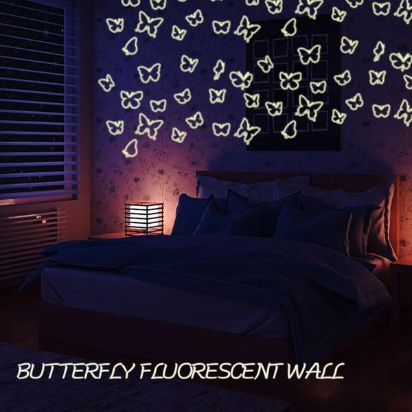 

wallpapers luminous wall stickers diy decor self-adhesive waterproof butterfly fluorescent creative wallpaper for bedroom walls