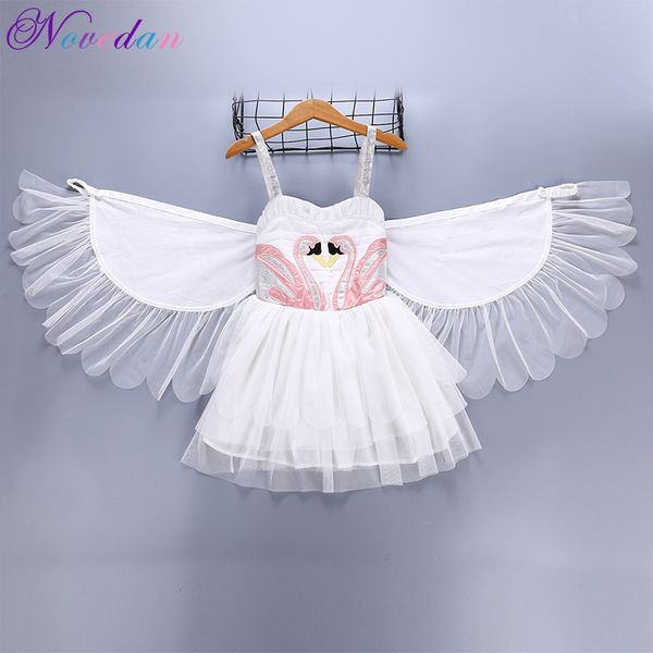 

anime costumes girls white swan lake ballet tutu party dress with removable wings birthday angel princess halloween costume kids cosplay dre, Black