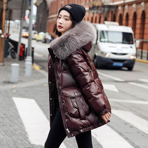 

women's down & parkas white duck jacket female winter 2021 natural raccoon fur collar coat women hooded warm parka casaco feminino inve, Black