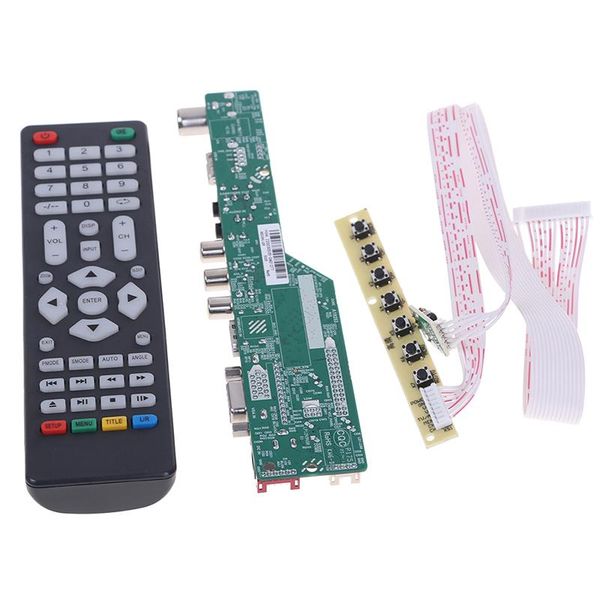 

t.v53.03 universal lcd tv controller driver board v53 analog tv/av/ pc //usb interface media motherboard remote controlers