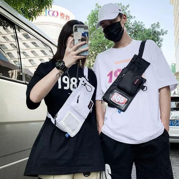 

shoulder bag women's tactical chest bags streetwear fanny pack zipper vest square nylon material messenger waist