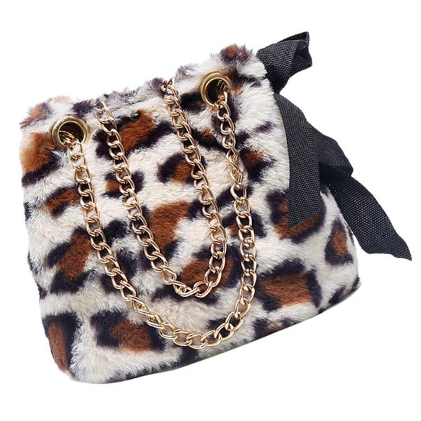 

theft protection all-match shoulder bag chain plush cross body shopping (white)