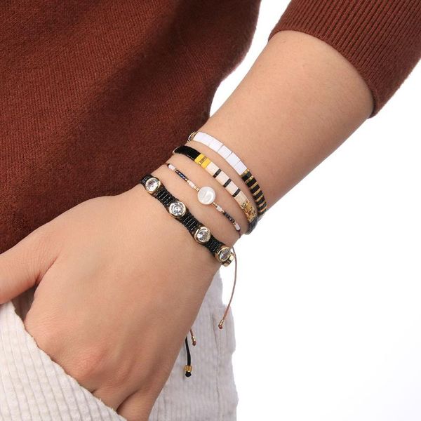 

charm bracelets kelitch shining crystal women round handmade miyuki beaded jewelry 2021 friends gift pulseras mujer, Golden;silver
