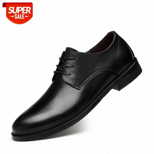 

autumn men's leather shoes handmade business formal wear oxford summer first layer british wedding men #lr7s, Black