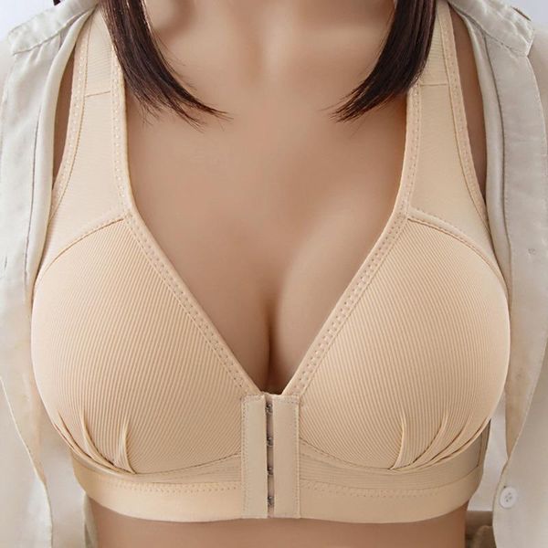 

cup plus size push up bra front closure solid color brassiere wireless bralette breast seamless bras for women underwear yoga outfit