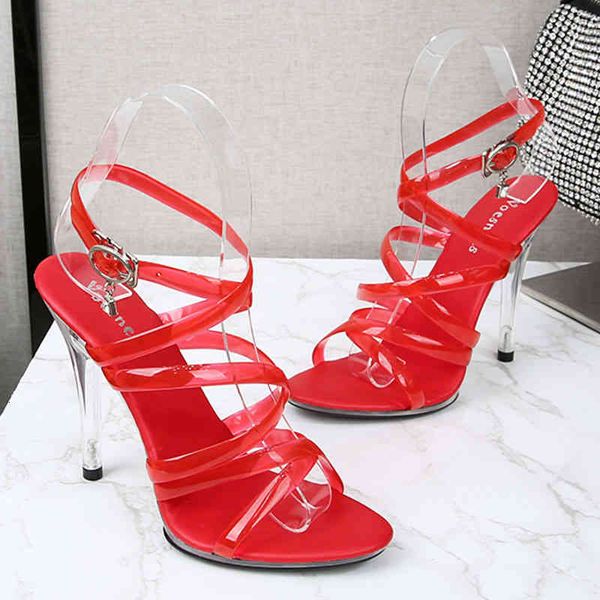 

sandals women 2021 model show shoes 11cm color cross vamp high heels gladiator party club customized stripper foxe, Black