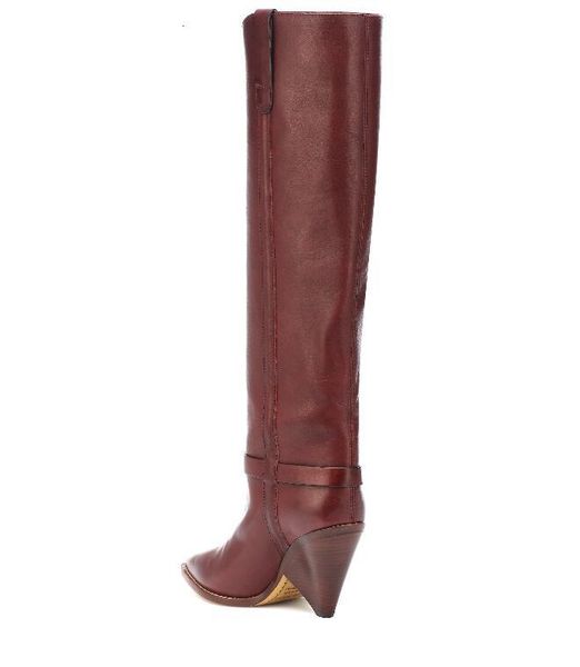 

boot , fashion, tassel leather, high sliding, toe shoes, women's weird style. passing, ladies, Black