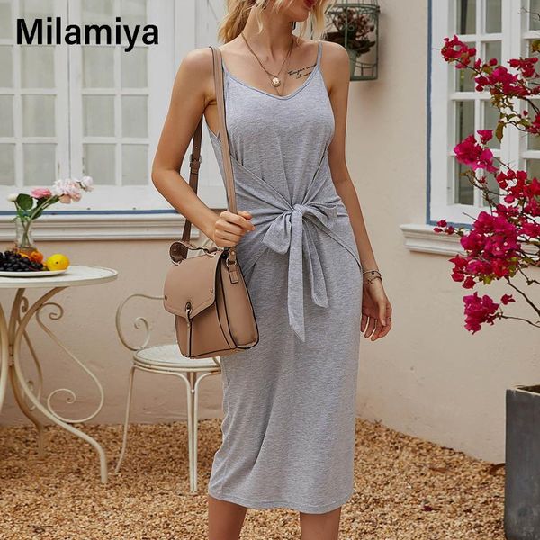 

casual dresses women ladies solid skinny slim bodycon dress sleeveless v-neck summer clubwear party midi 2021 vestidos, Black;gray