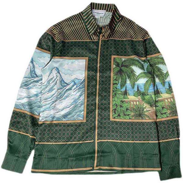 

casablanca style alchemy chart printing sun moon constellation totem silk long sleeve shirt unisex, White;black