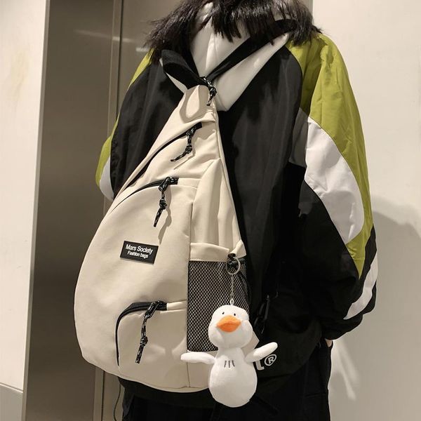 

fshion multi-function dark fringe waterproof nylon backpack men and women multiple pockets portable lovers schoolbag