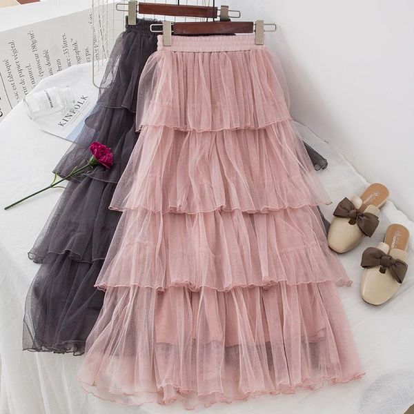 

skirts 2021 fashion women beautiful mesh layered skirt party a590, Black
