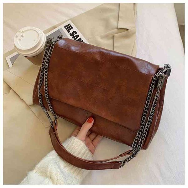 

folding thick chain crossbody bag for women fashion sac a main female shoulder handbags and purses with handle 210908