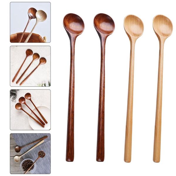 

spoons 4pcs wooden stirring soup honey mixing (assorted color)