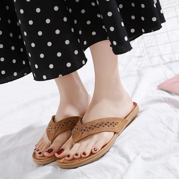 

slippers women flip flops string bead summer sandals flat beach shoes bohemian, Black