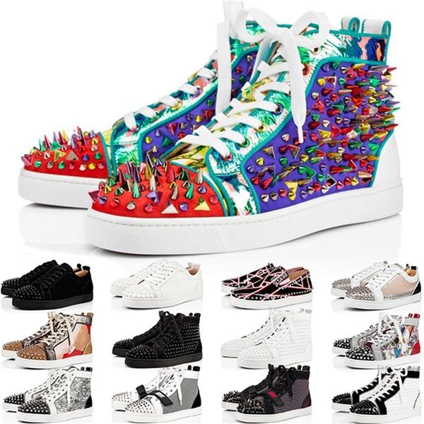 

red bottoms casual shoes men women platform black white blue party couple dress leather sneakers sports size 35-47