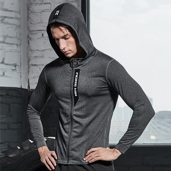 

running jackets men's gym workout zipper hooded long sleeved cycling fitness shirts reflective bodybuliding clothing, Black;red