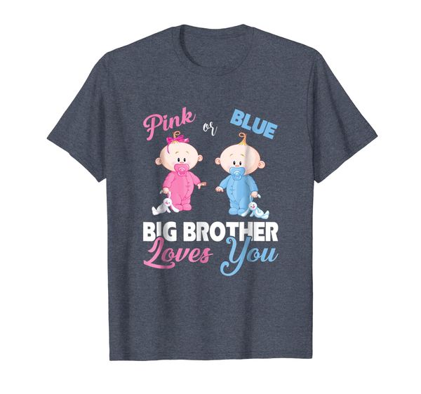 

pink or blue big brother loves you-gender reveal shirts, White;black