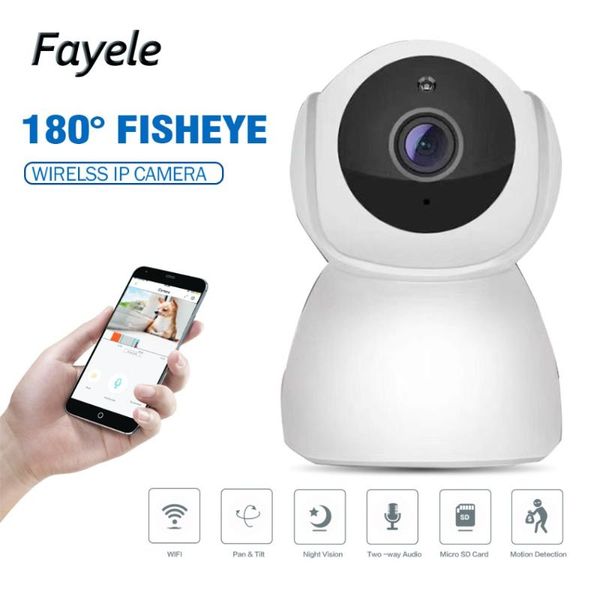 

cameras security hd 1080p wifi ip camera 2mp 180 fisheye 720p night vision ir 10m 2 way audio intercom sd card slot baby monitor
