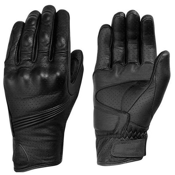 

leather motorcycle gloves motocross touch screen breathable goatskin racing riding cycling, Black