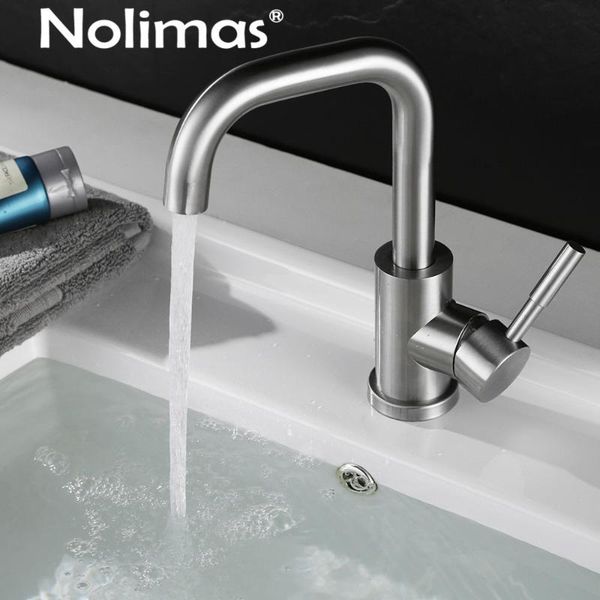 

bathroom sink faucets rotatable basin faucet brushed stainless steel single hole tap and cold double contral mixer deck mount