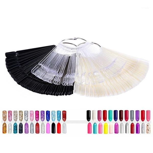 

12/24/32/50 pcs nail art practice display transparent natural black color full card false tips manicure1, Red;gold