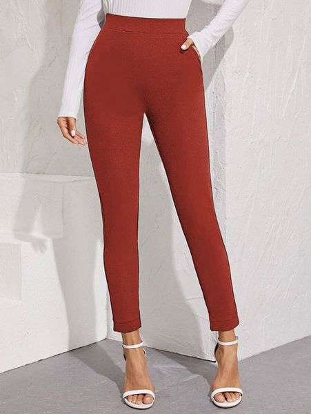 

high-rise vented ankle cut pants 05vz#, Black;white