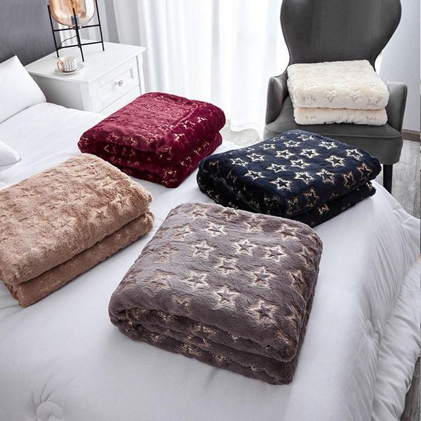 

lamb wool pv velvet bronzing double blanket super warm soft stars lunch break travel sofa throw bedspread blankets