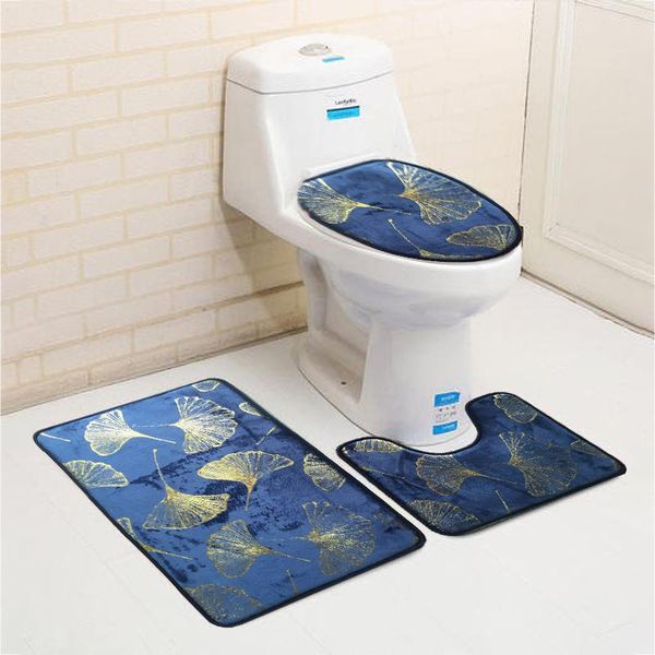 

carpets 3pcs bronzing bathroom bath mat set flannel non-slip toilet rugs home water absorption shower room rug floor mats decor washable