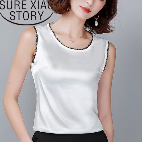 Camicia donna bianca e nera Abbigliamento donna Camicie sexy Top monospalla Canotte casual 2723 50 210415