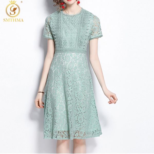 

summer dress women vintage elegant lace hollow out fashion green ladies dresses vestidos 210520, Black;gray
