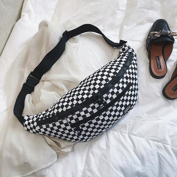 

plaid waist women canvas bag handy belt fashion fanny pack female travel ladies crossbody chest